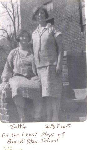 jettie,sally frost , front steps of black star school.jpg